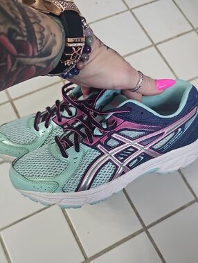 ASICS Mint Green, Navy & Pink Women's Running Shoes